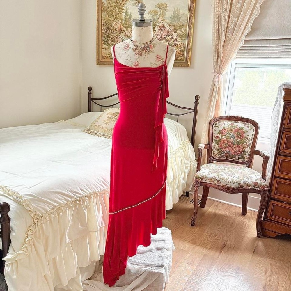 red asymmetrical fairy dress  90s yves red asymmetrical dress size medium